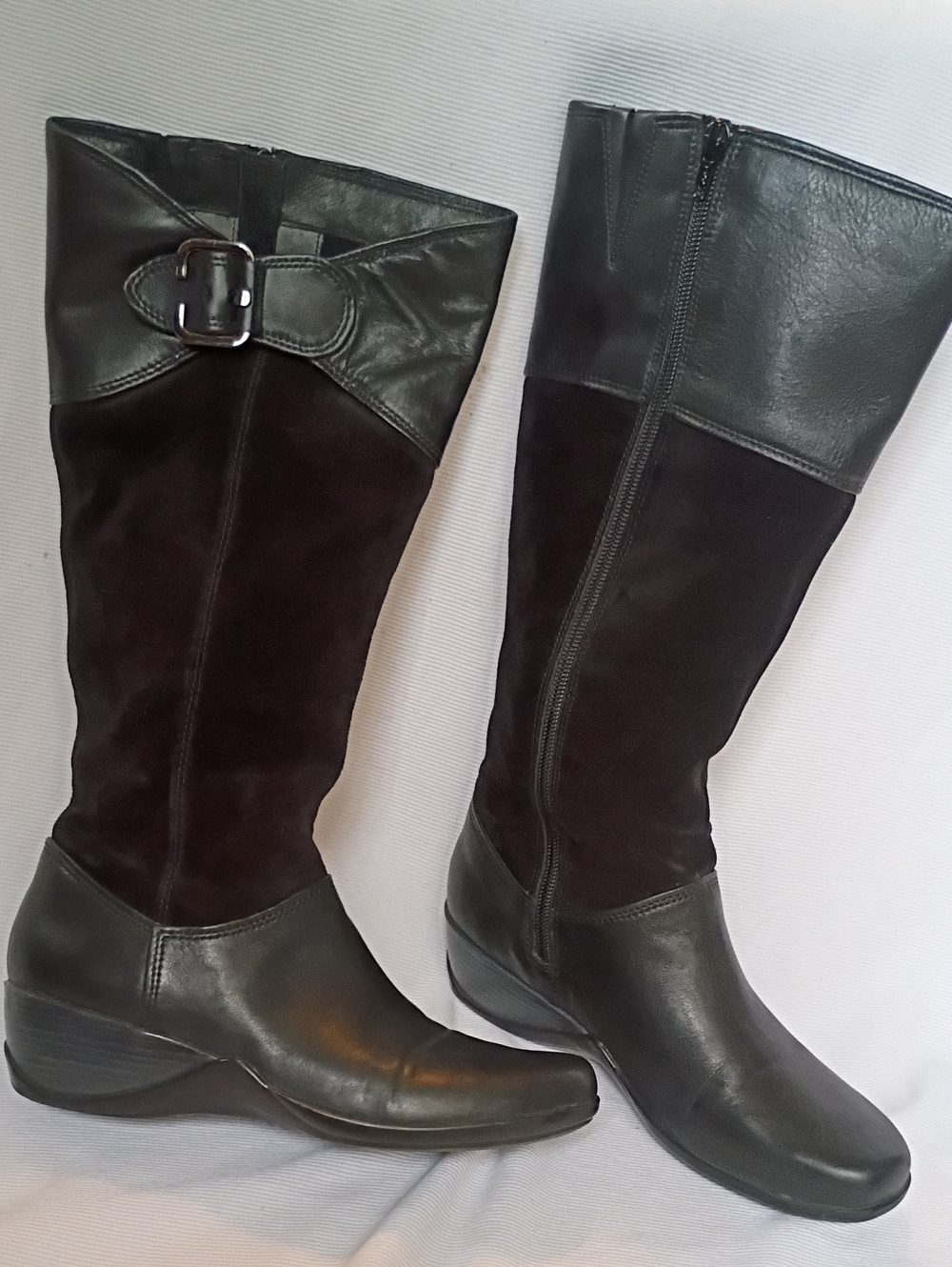 Clarks Women’s Black Tall Leather & Suede Knee Boots